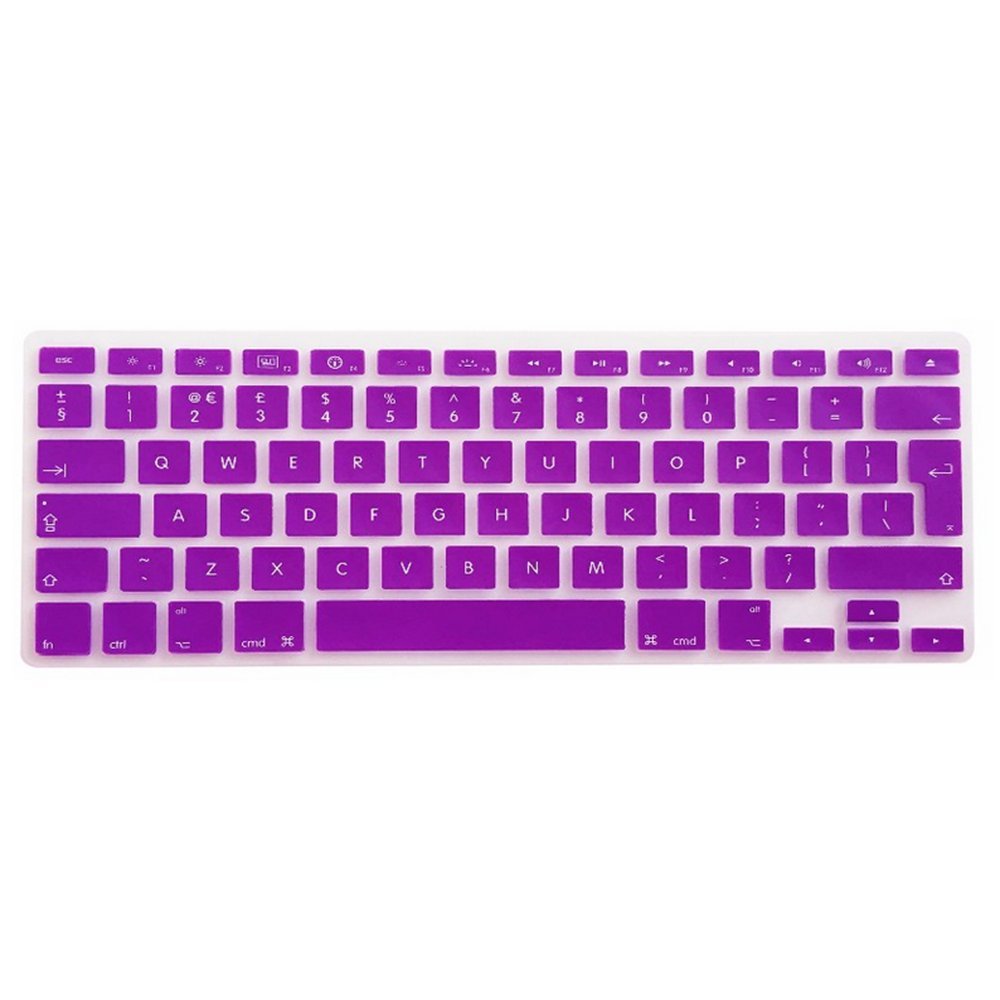 Se7enline Compatible with macbook Keyboard Skin Cover European Keyboard Layout Purple for UK Macbook Pro 13" 15" 17" with/without Retina Display and Macbook Air 13 inch Skin Protector, Purple