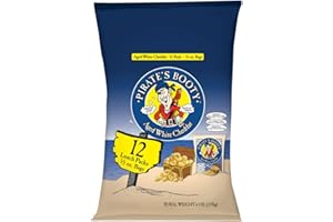 PIRATE BRANDS Pirate's Booty Snack Puffs, Aged White Cheddar, 12ct, 6oz Grocery Size Bags, Gluten Free, Healthy Kids Snacks