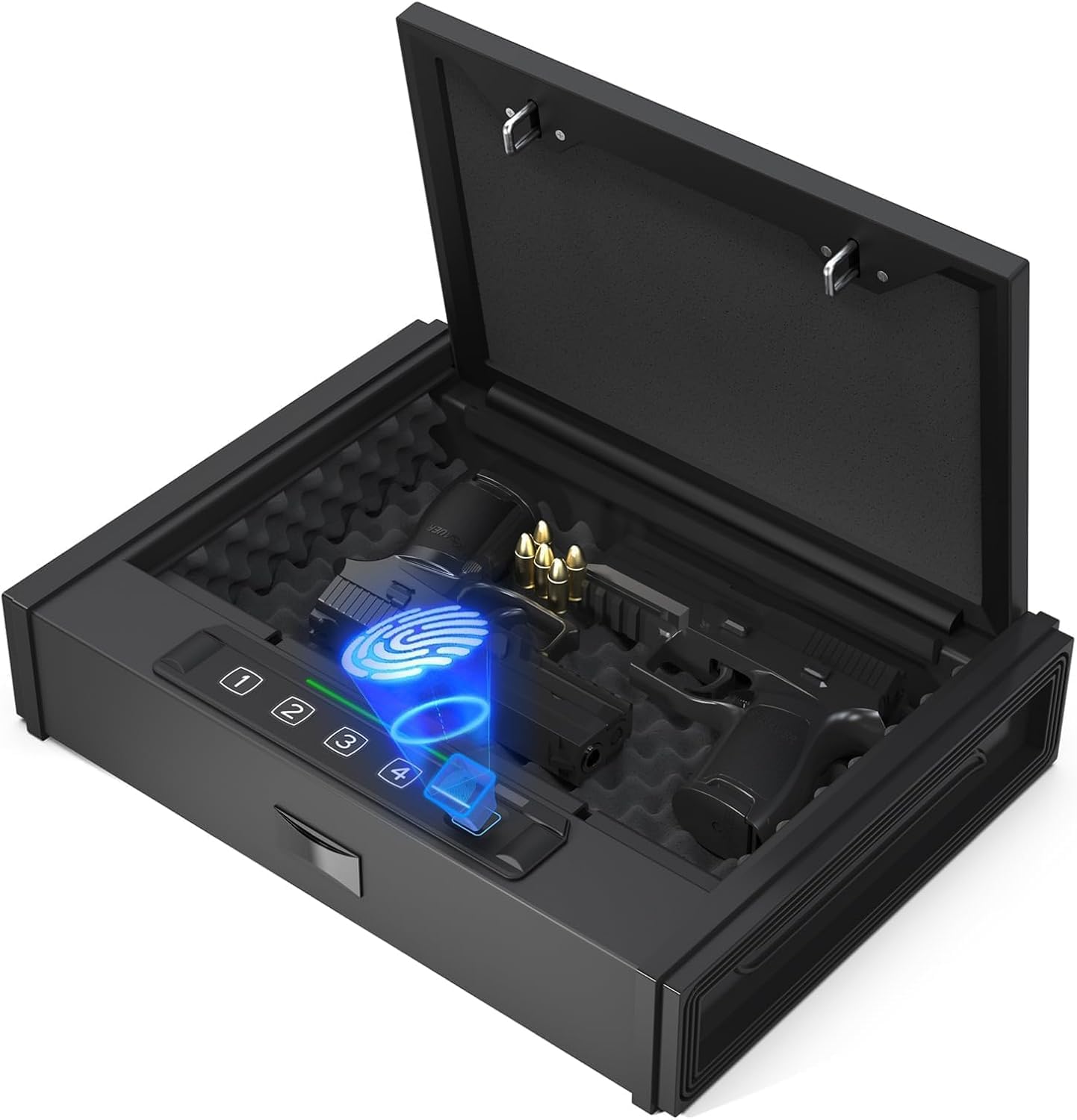 Photo 1 of [ 20% Larger capacity ] Biometric gun safe with fingerprint lock box,Large pistol safes for handgun,nightstand hidden gun storage for bedside,quick access?ammunition storage security box for Home