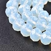 Perlin Czech Bohemian Crystal Glass Beads 4mm CZ Faceted Rondelle 120 Pieces Round Loose Spacer 1 Strand Beads for DIY Jewelry Bracelet Necklace Earrings Key Chains Making (Moonstone)