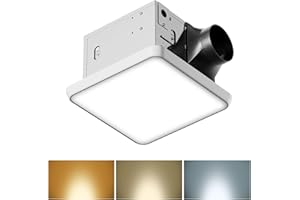 Fitop Bathroom Exhaust Fan with Light, 130 CFM & 1.5 Sones Bathroom Vent Fan with Light, 1300LM, 2700K/4000K/6500K, Exhaust Fan with Night Light, Light Memory Function,ETL Certified
