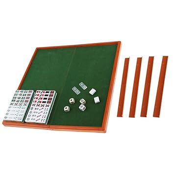 FLAMEER 1 Satz Chinesisches Mah Jongg Mahjong Brettspiel Gesellschaftsspiel MIT Mini Tasche