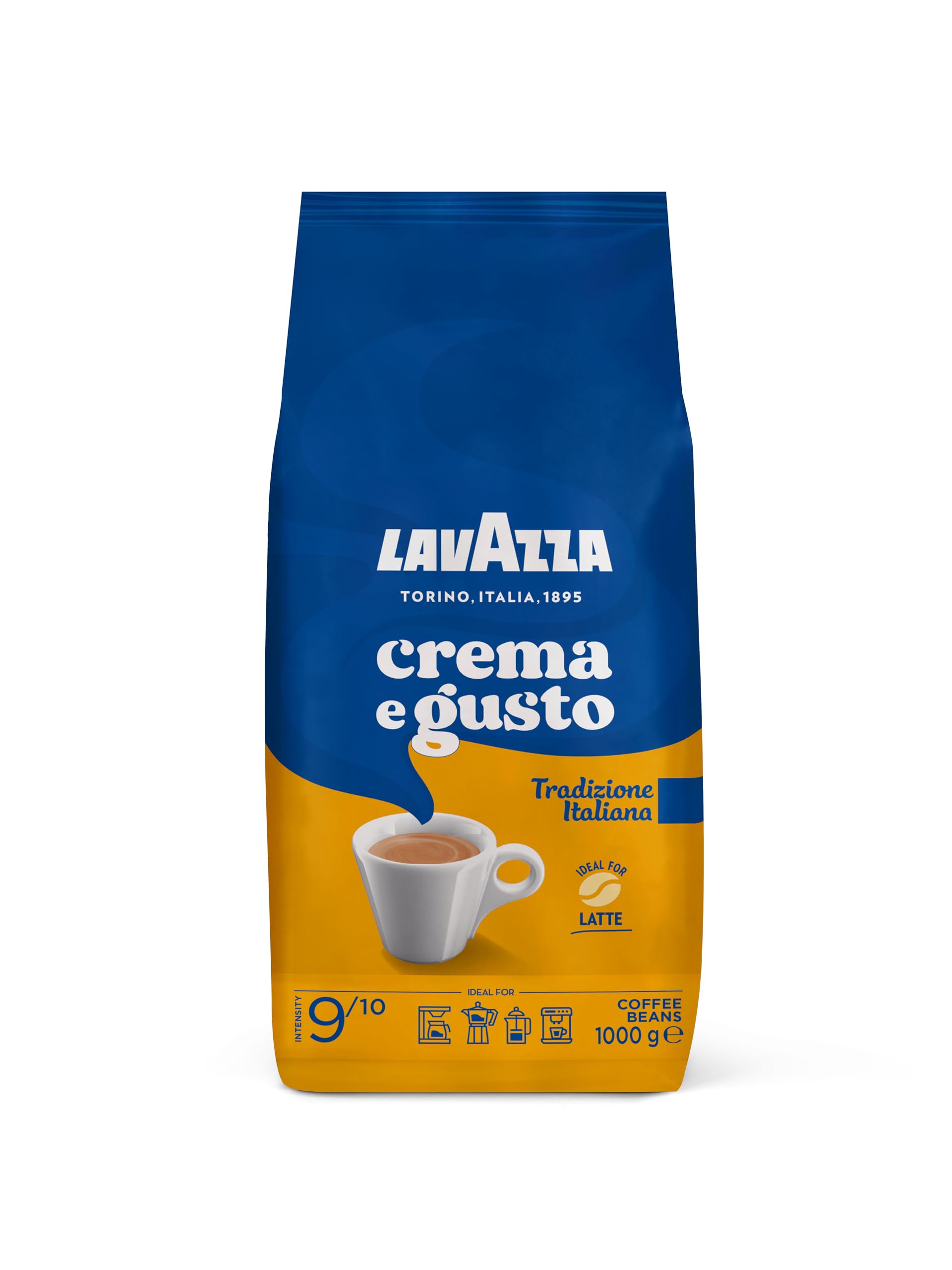 Lavazza, Crema e Gusto Tradizione Italiana, Geröstete Kaffeebohnen, mit Würzigen Aromatischen Noten, Ideal für einen Espresso, Arabica und Robusta Kaffeebohnen, 1 kg Packung