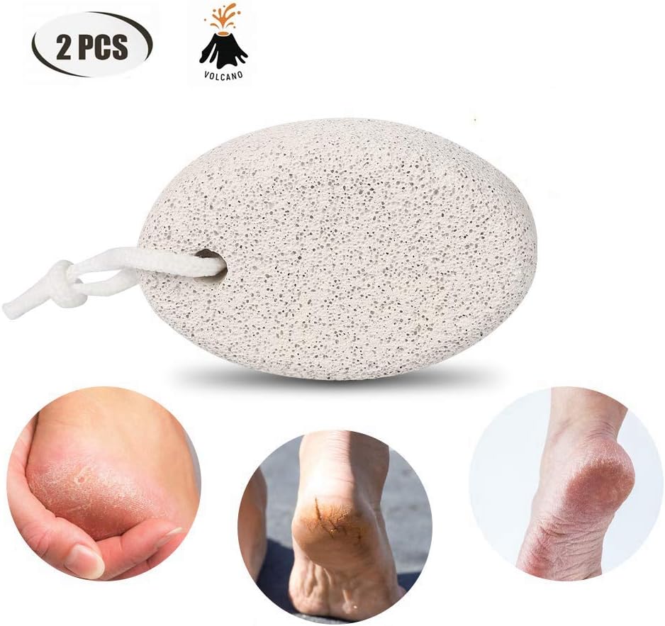 Pumice Stone for feet 2 Pcs - Natural Earth Lava Pumice Stone - Callus Remover for Feet Heels and Palm - Pedicure Exfoliation Tool - Corn Remover - Dry Dead Skin Scrubber - Health Foot Care