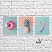Holmkell Tropical Pink Minimalist Art -3 Prints Set- Pastel Wall Decor 8 x 10 Inches Modern Donut Banana and Pineapple Small Unframed Posters