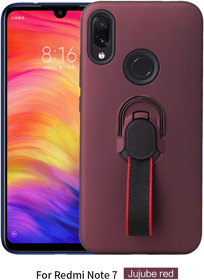 Saienitisi Case for Redmi Note 7 with Finger Holder and Loop (Redmi Note 7, Wine Red)