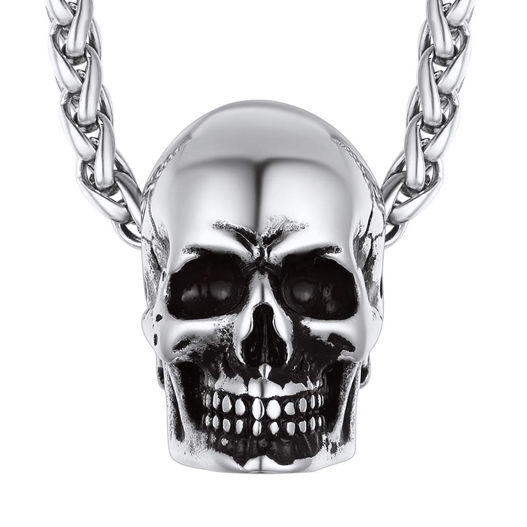 Richsteel Skull Gifts Necklace For Men Goth Y2K Jewellery Stainless Steel Punk Pendant Gothic Mens Necklaces