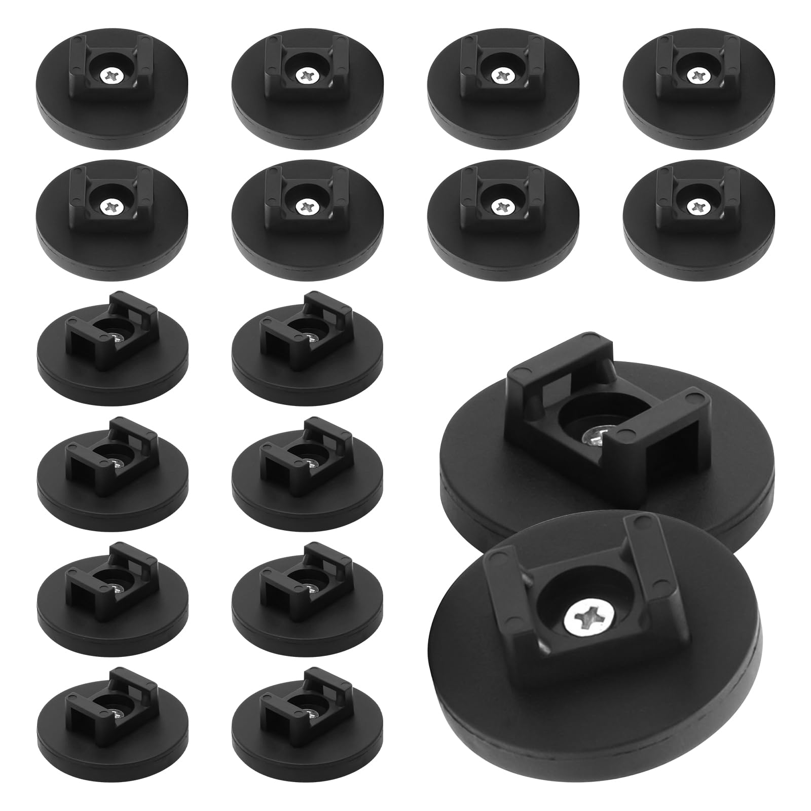 20pcs Multipurpose Magnetic Cable Holder, 43mm Zip Tie Mount, Organiser Clips for Wire Organization