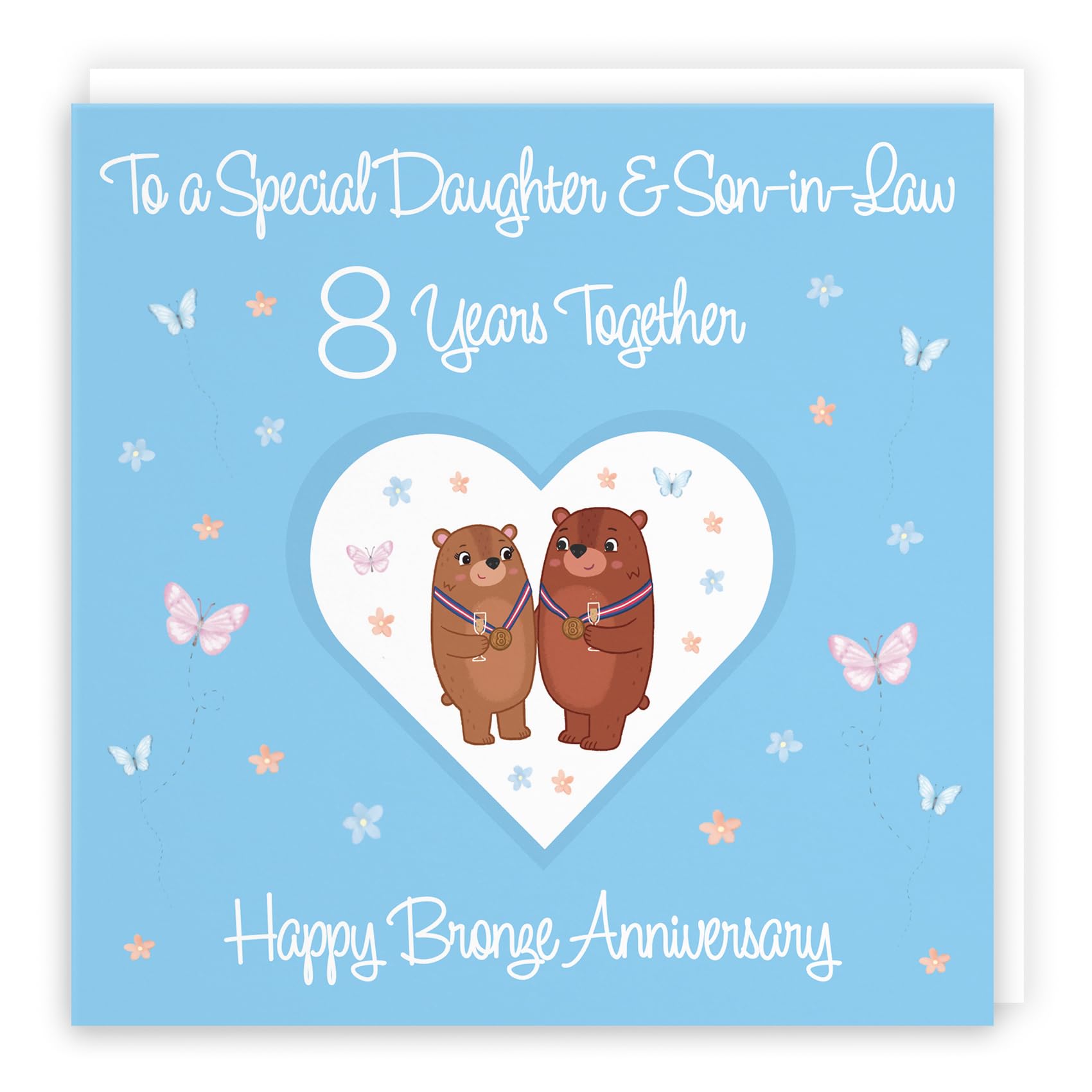 Hunts England - Daughter & Son-in-Law 8th Anniversary Card - 8 Years - Bronze Anniversary - Romantic Meadows - Fun Card - Eighth Anniversary Card For Daughter And Son-in-Law — image 1
