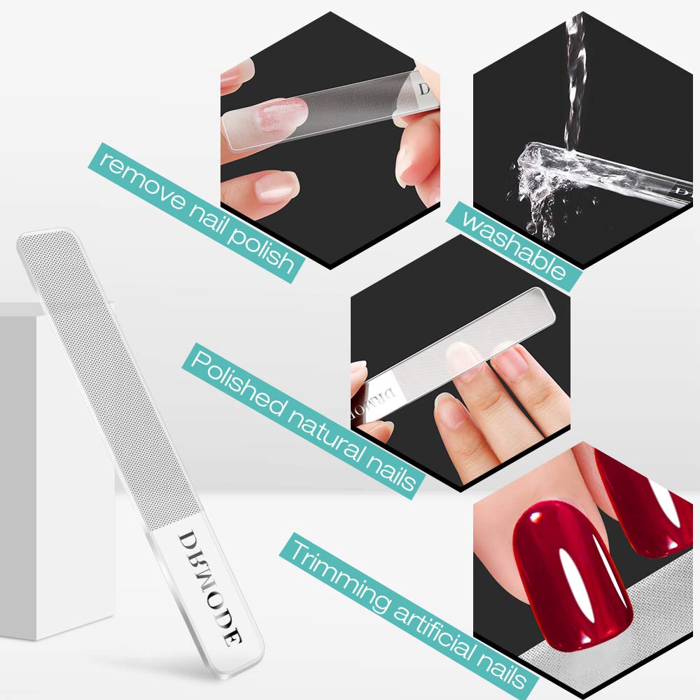 Glass Nail Shiner - 2PC Upgrade Nano Nail Buffers Glass Nail File Crystal Shine Polisher for Natural Nails, DR. MODE Professional Manicure Tools Kit for Acrylic Nail Care : Beauty