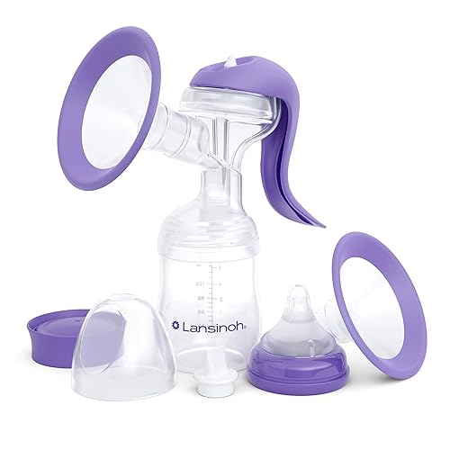 Lansinoh Manual Breast Pump, Hand Pump with Comfortable Flange