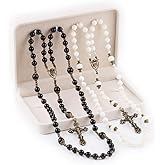 Elegant Wedding Rosary for Bride and Groom - His & Hers Matching Sacred Heart of Jesus Catholic Rosaries for Weddings, Anniversaries & Special Occasions