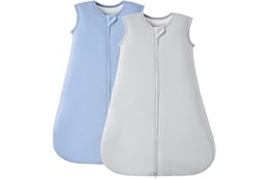 Duomiaomiao Rayon Made from Bamboo Baby Sleep Sack 1.0 TOG, 2 Pack of Buttery Soft Wearable Blanket Baby, Baby Sleeping Bag for Unisex Baby