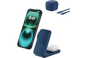 Belkin MagSafe Charger Compatible, 2-in-1 Qi2 Wireless Charging Station 25W, Convertible Wireless Charger for iPhone 17, AirP