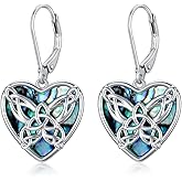 AOBOCO 925 Sterling Silver Heart Abalone Shell Leverback Earrings Jewelry Gifts for Women