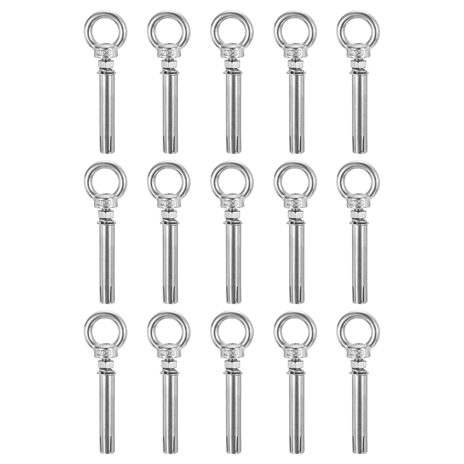 DTGN M6 x 70 Expansion Eye Bolts - 30Pack - Good for Concrete Dry Brick Block Walls - 304 Stainless Steel Eye Bolts Fastener - Silver
