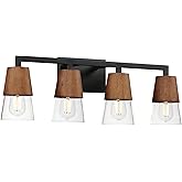Maxim Lighting 21624CLWNBK I Carpenter Collection 28 Inch Four Light Bathroom Vanity I Walnut and Black Finish I Modern Conte