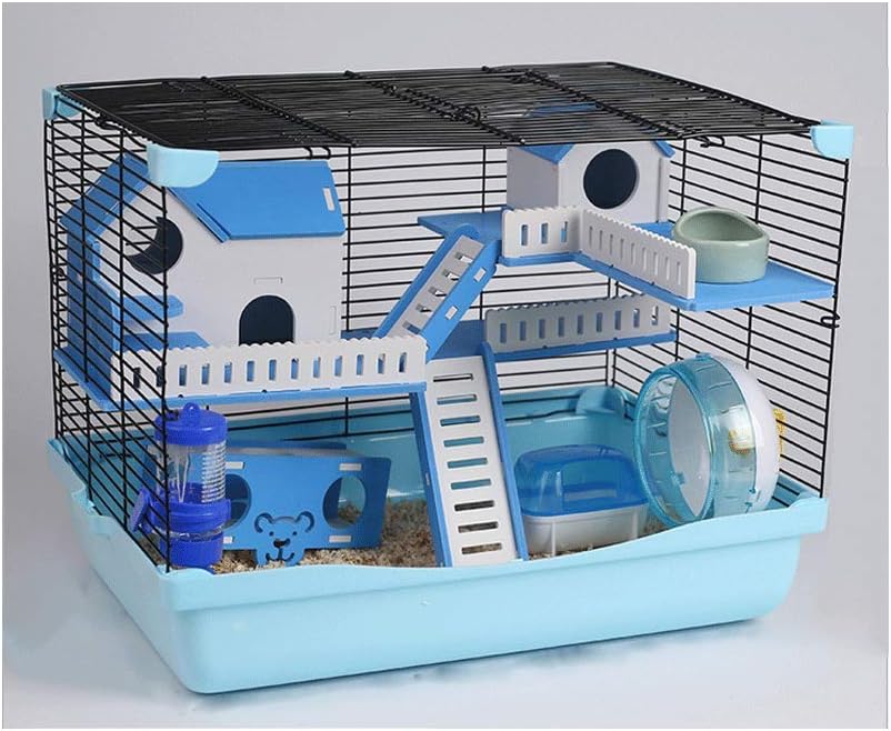 TIKEN Hamster Cage Feeding Station Habitat Portable Gerbils Mice Home Mouse House Provides Your Pet With An Entertaining Playground,Blue-12P