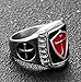 GRHOSE Men's Stainless Steel Ring Knight ring Templar Ring biker Crusader Cross masonic Red Size 10