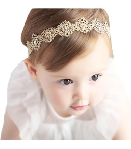 Bebe headpiece flower with rhinestones, double gold band Baby Headband,newborn Headband,baby Headbands, Baptism  main image 3