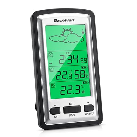 Excelvan Digital Wireless Weather Station - Monitors Indoor & Outdoor Min/Max Temperature. Great Garden Weather Station
