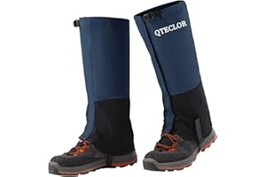 QTECLOR Leg Gaiters Waterproof Snow Boot Gaiters for Snowshoeing, Hiking, Hunting, Running, Motorcycle Anti-Tear Oxford Fabric, TPU Instep Belt Metal Shoelace Hook for Outdoor