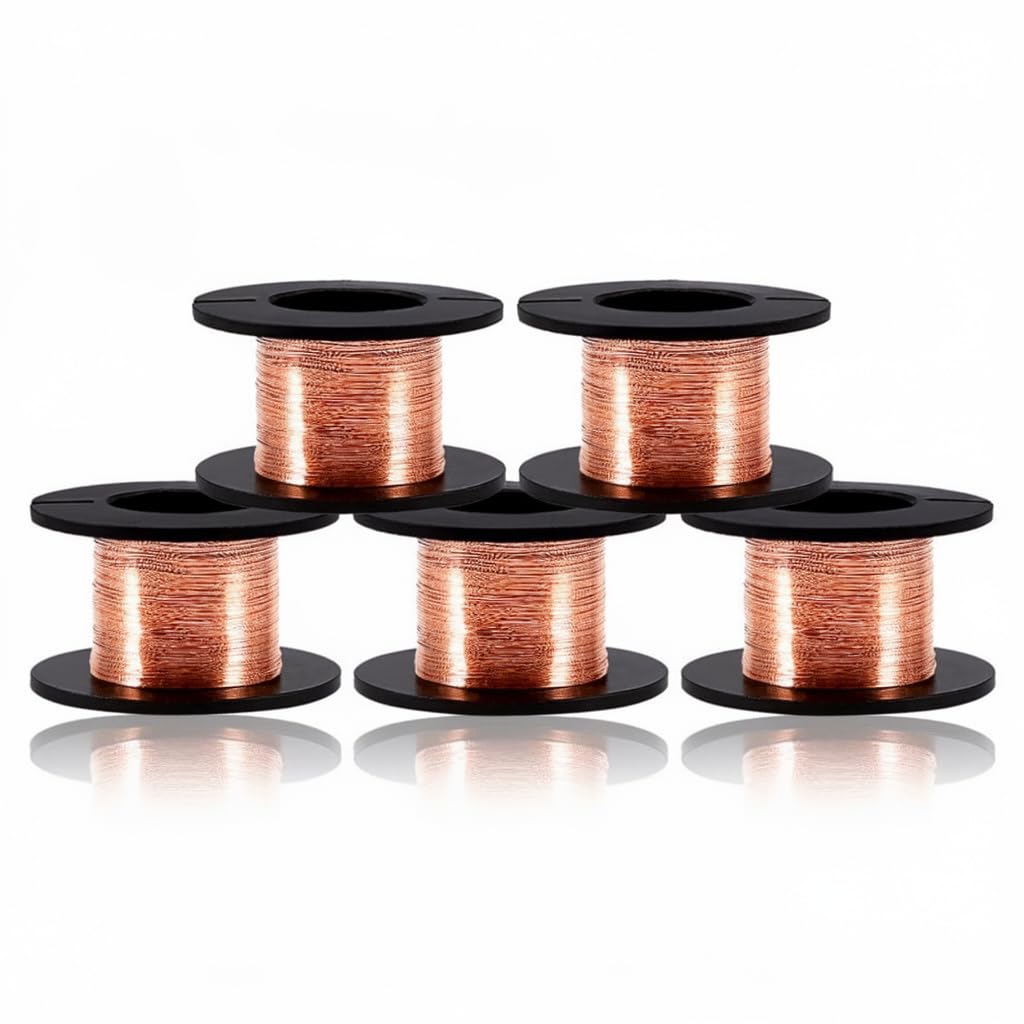 5pcs 0.1mm Enameled Copper Soldering Winding Wire - Enamelled Repair Wire, 15m Length