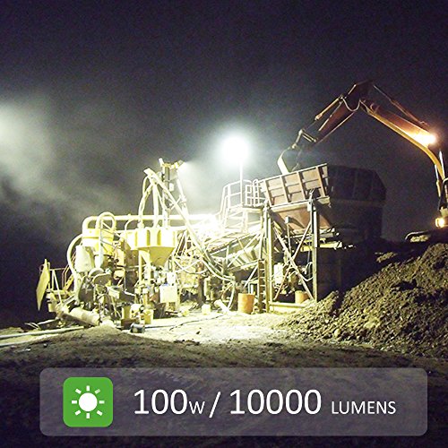 Ustellar 10000LM 100W LED Work Light (1000W Equivalent), 2 Brightness Levels, Waterproof Flood Lights, 25ft Cord with Plug, Stand Working Lights for Workshop, Construction Site, 5000K Daylight White - Thumbnail 5