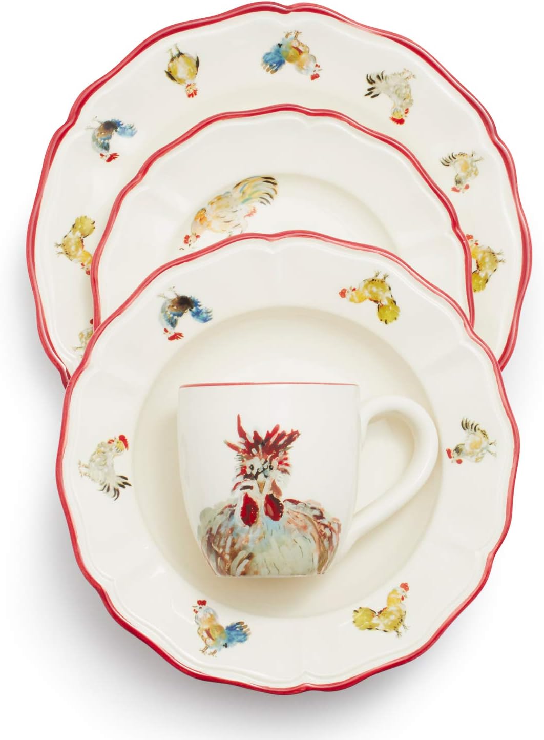 Sur La Table Jacques P233;pin Collection 16-Piece Chickens Dinnerware Set 2016/87