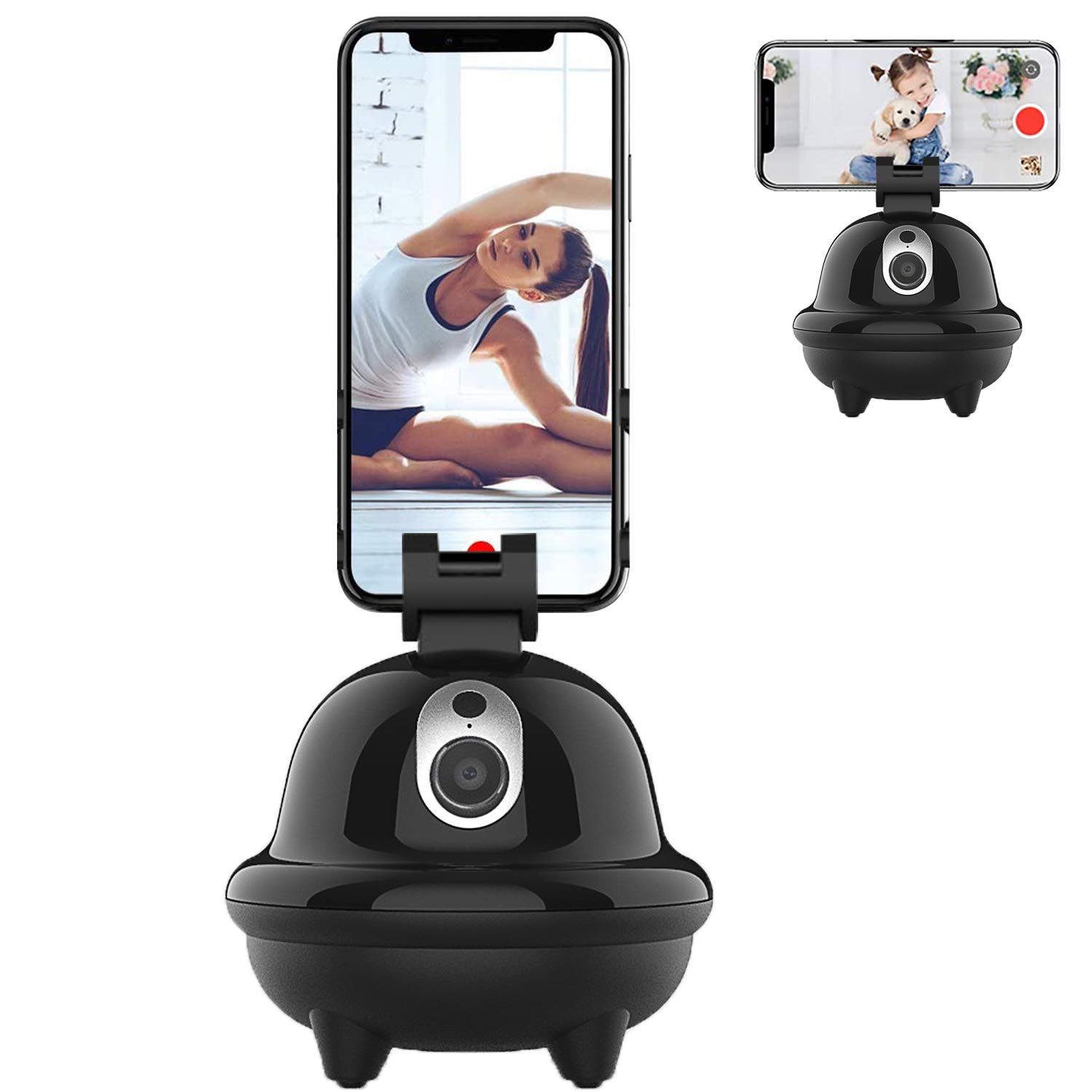 AUPERTO Auto Tracking Smart Shooting Holder - 360 Degree Rotation Auto Gimbal Stabilizer Cell Phone Camera Mount for Tripod Stand Compatible with Android and iOS Phone