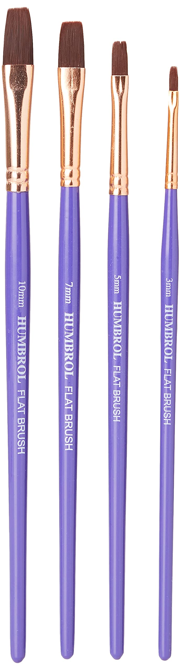 Humbrol Model Paint Brushes - AG4305 Brush Pack - Flat 3, 5, 7, 10 - 4 Pack Paint Brush Set for Art, Modelling Paint Brushes for Enamel & Acrylic Paints - Small Brushes for Painting Model Craft Kits
