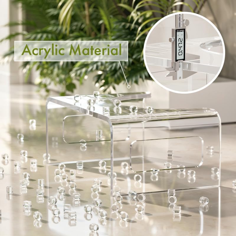 AmazerBath 7 Inches Acrylic Toilet Stool, Clear Bathroom Poop Stool for Adults, Modern Design Non-Slip Pooping Stool, Strong Load-Bearing, Blends Seamlessly Into Any Bathroom