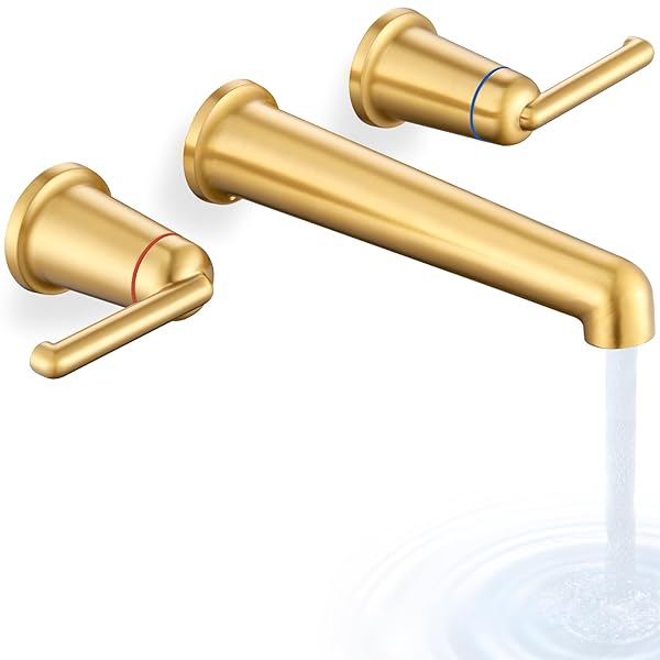 SOEBIZ WALL MOUNT BATHROOM FAUCET, WIDESPREAD 3 HOLES...