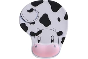 Mousepad Cow Themed Computer Pad with Soft Gel Wrist Rest, Precise Tracking Smooth Surfaces, Secure Base Wrist Mousepad