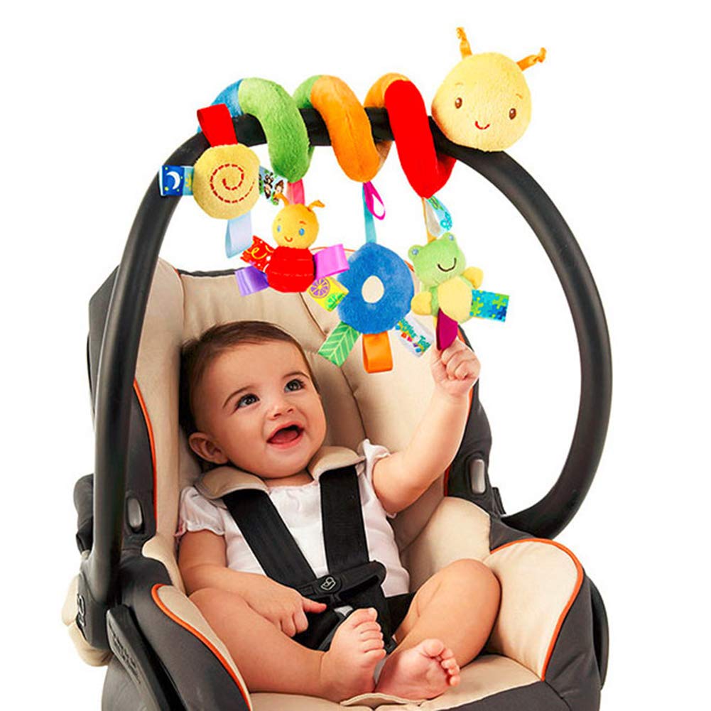 Baby Spiral Activity Hanging Toys, Car Seat Pram Toys with Ringing Bell Baby Spiral Activity Hanging Cart Seat Safety Toys Stroller Toys