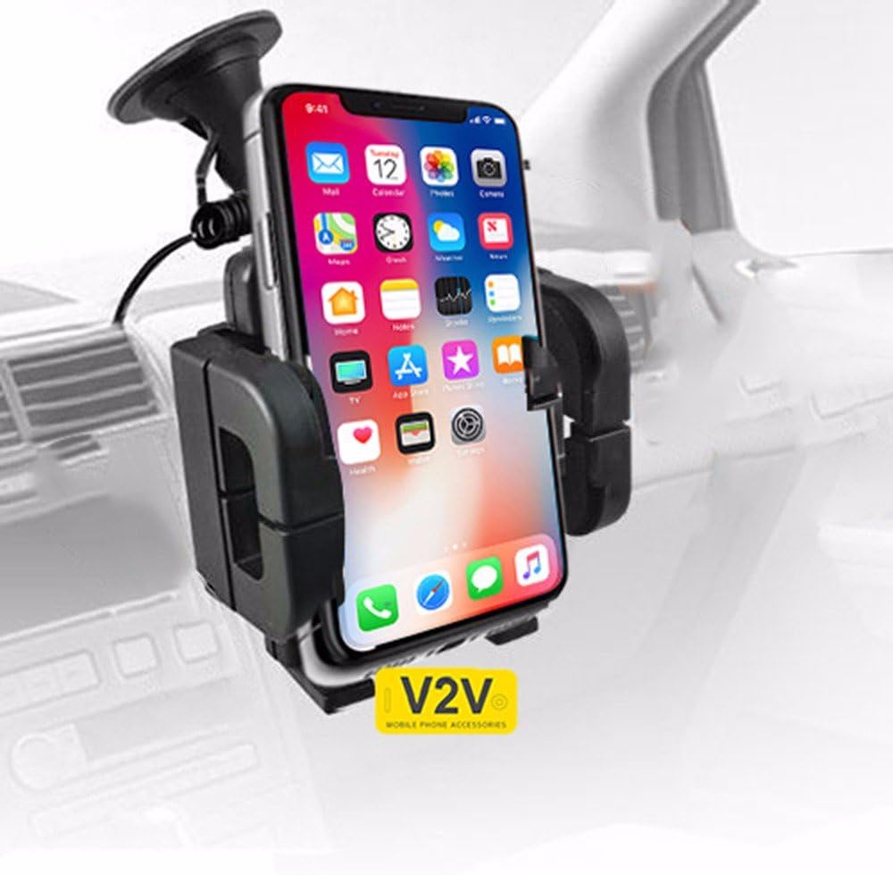 Doogee S60 (5.2") - Universal Windscreen Swivel Big Mount Suction Phone Car Holder by V2V international