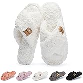 GOEWY Fuzzy Open Toe Slippers for Women Indoor and Outdoor with Memory Foam Cozy Cross Band Women's Slipper Cute Soft House Shoes Slip On Gifts for Womens Mom Her Ladies Bridesmaid