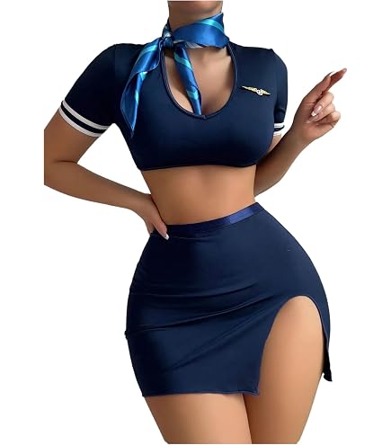 Amazon.com: Music Legs Mile High Club Stewardess Costume Black