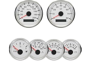 ELING Gauge Set GPS Speedometer 0-200km/h Tachometer 8000RPM Fuel Level 240-33ohm Water Temp. 40-120℃ Oil Pressure 0-10Bar 0-