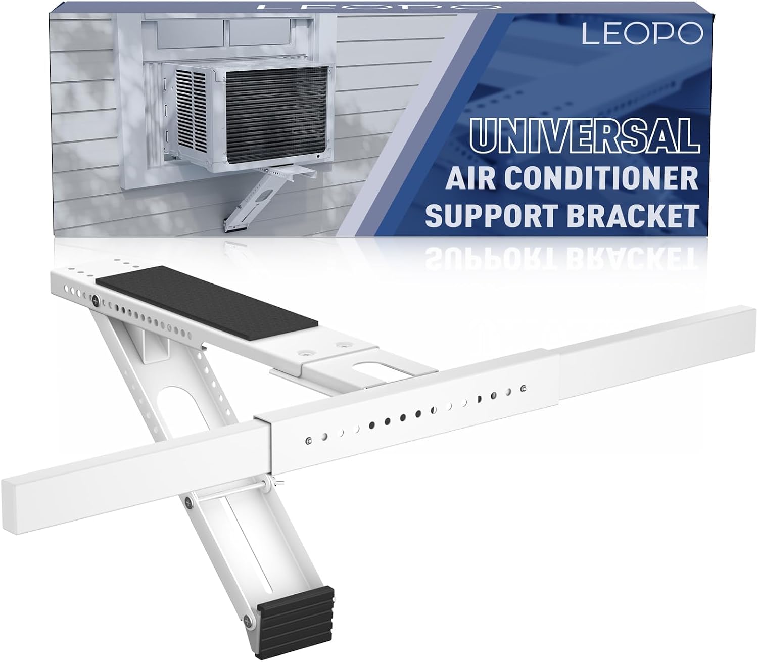 LEOPO No Drilling Air Conditioner Support Bracket, HVAC Brackets Fits Single & Double-Hung Windows, Heavy Duty Single Arm Support Window AC Bracket，Holds Up to 150lbs, for 5000-12000 BTU Units