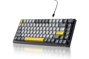 Ajazz AK820 75% Wired Gasket Mechanical Gaming Keyboard with Volume Knob - South Facing LED - PBT Keycaps - Programmable RGB 