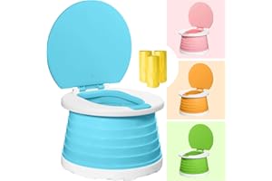 FAMI HELPER Portable Potty for Kids Toddlers Foldable Travel Potty Training Seat Children's Portable Toilet Potty Chair Toddlers Training Toilet Seat(Blue)