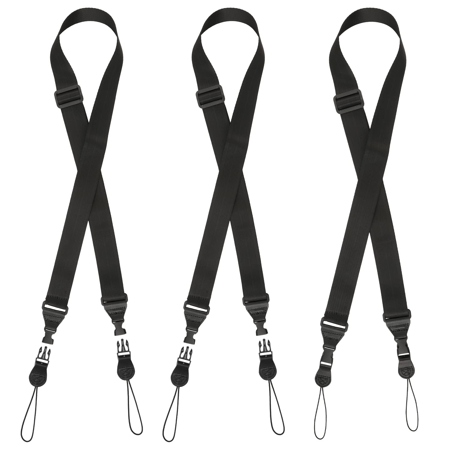 SAVITA 3pcs Adjustable Shoulder Strap, Replacement Nylon Neck Lanyard for Camera Crossbody Shoulder Strap for Tablet Case Laptop Bag Briefcase Camera (Black)