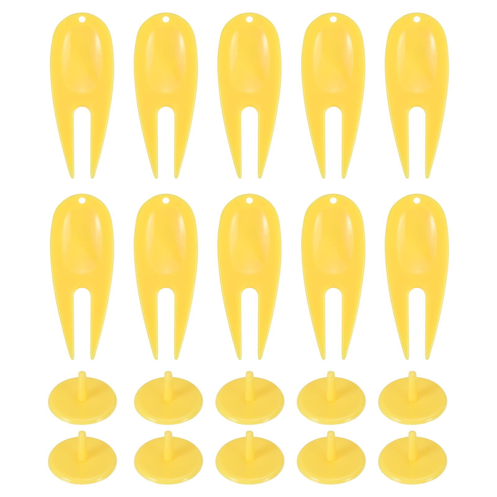 PATIKIL Golf Divot Repair Tool, 18 Pack Plastic Golf Divot Tool Golf Green Divot Fork with Ball Marker for Golf Golfer Repairing, Yellow