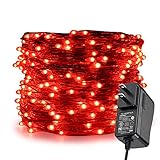 ER CHEN LED String Lights Plug in, 66Ft/20M 200 LED Silver Coated Copper Wire Starry Lights Outdoor/Indoor Decorative Fairy Lights for Bedroom, Patio, Garden, Party, Christmas Tree (Red)