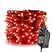ER CHEN LED String Lights Plug In, 66Ft/20M 200 LED Silver Coated Copper Wire Starry Lights Outdoor/Indoor Decorative Fairy Lights for Bedroom, Patio, Garden, Party, Christmas Tree (Red)