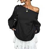 EasyGala Womens Fleece Lined Sweatshirt Off Shoulder Long Sleeve Pullover Top Oversized Shirt Basic Slouchy Clothes 2026