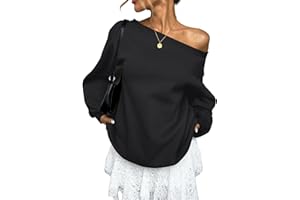 EasyGala Womens Fleece Lined Sweatshirt Off Shoulder Long Sleeve Pullover Top Oversized Shirt Basic Slouchy Clothes 2026
