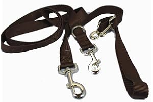 2 HOUNDS DESIGN 2 Hounds Freedom Multipurpose 1 Inch Euro Pet Leash 4 to 8 Foot or Double Dogs with Detachable Handle Brown