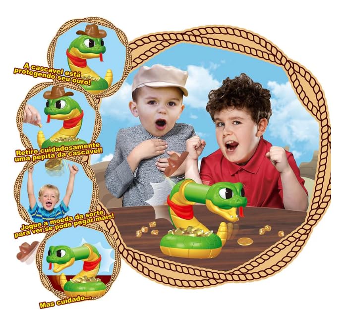 Jogo Tesouro da Serpente Cobra Cowboy Interativo Pega Ouro da Cobra com Som e Movimento Brinquedo Infantil Educativo Jogo de Habilidade e Estratégia para 2 ou Mais Jogadores Acima de 3 Anos